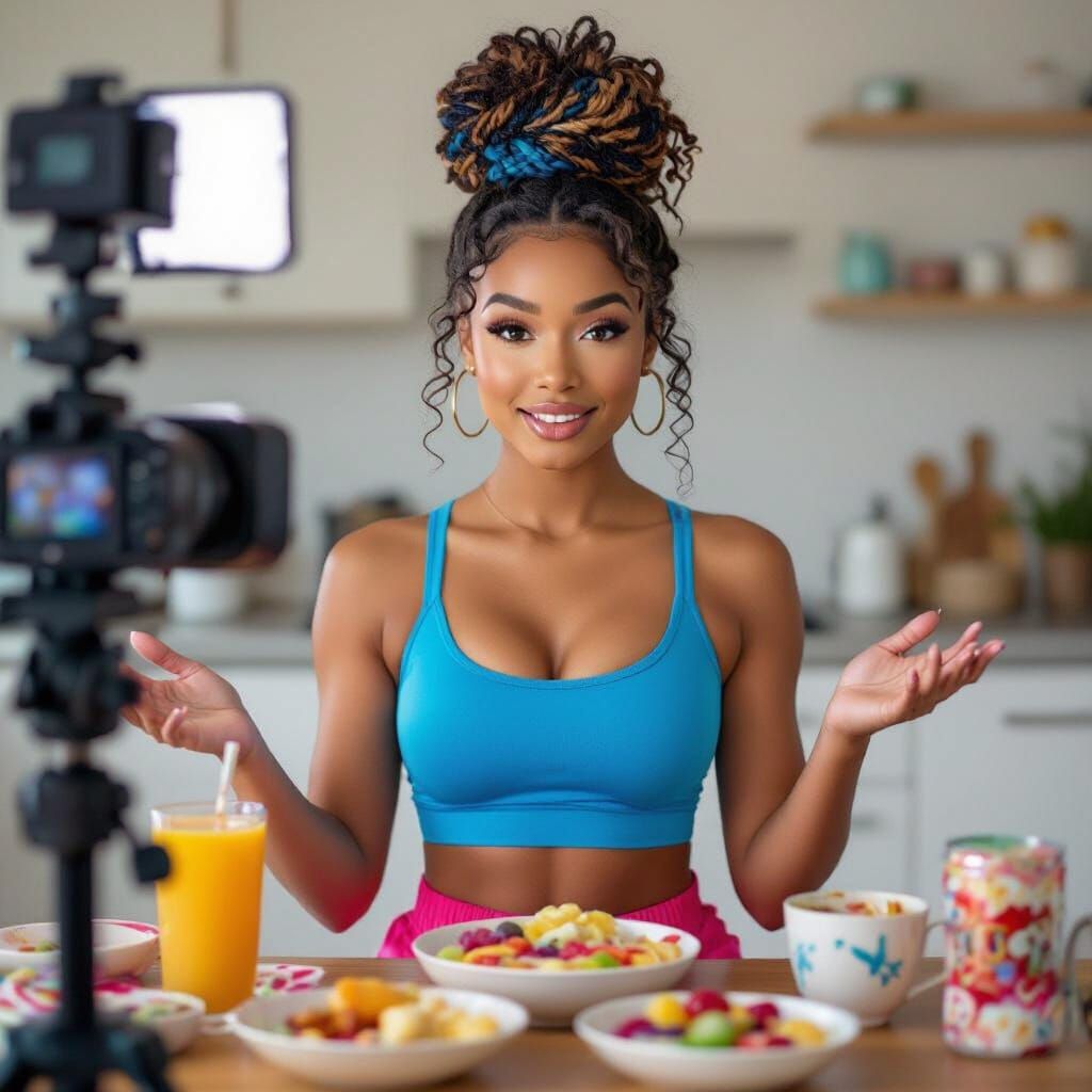 Talia Tate Filming Mukbang Session Cinematic Photo