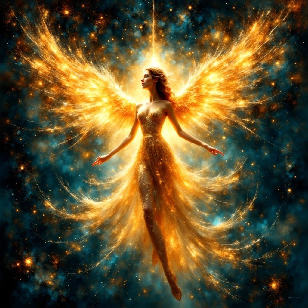 Celestial Goddess in Vibrant Digital Anime Painting