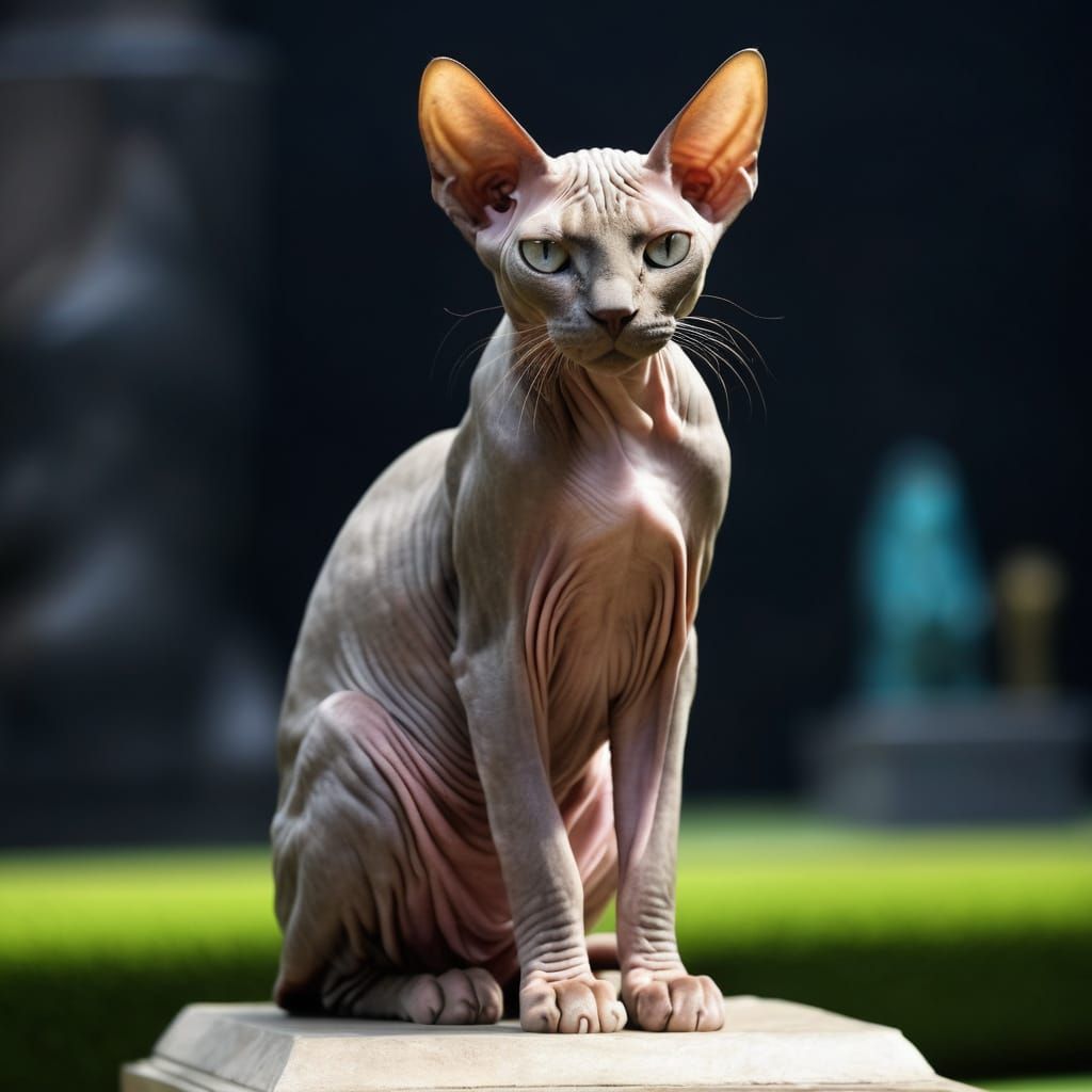 Colossal Sphinx Cat Overlooking Ancient Egypt