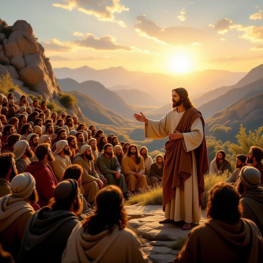 Jesus Teaching Sermon on the Mount in Renaissance Style