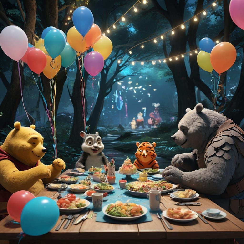 Whimsical Forest Festival with Beloved Winnie the Pooh Frien...