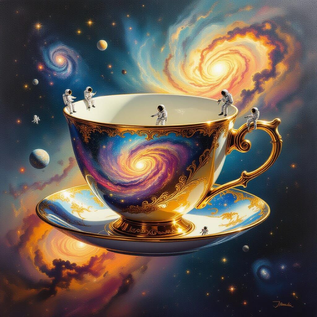 Surreal Teacup Nebula: Cosmic Astronauts in Psychedelic Oil ...