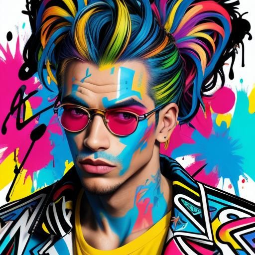 Fashion Model in Vibrant Pop Art Street Scene