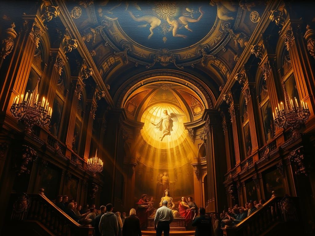 Baroque Oil Painting with Golden Lighting