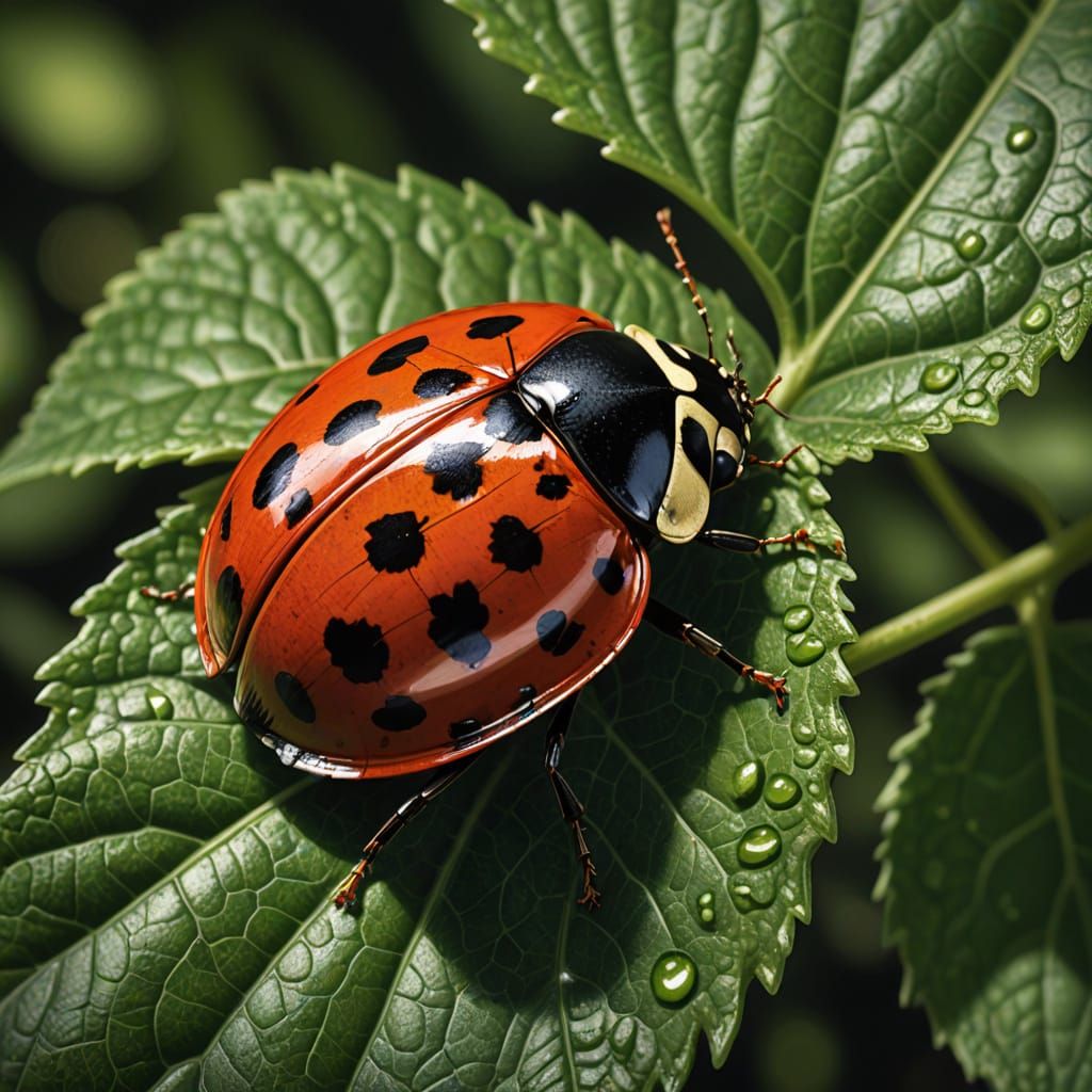 Hyper-Realistic Ladybug Illustration in Earthy Tones