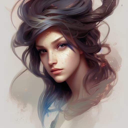 Cancer Zodiac Girl Portrait in Art Nouveau Style