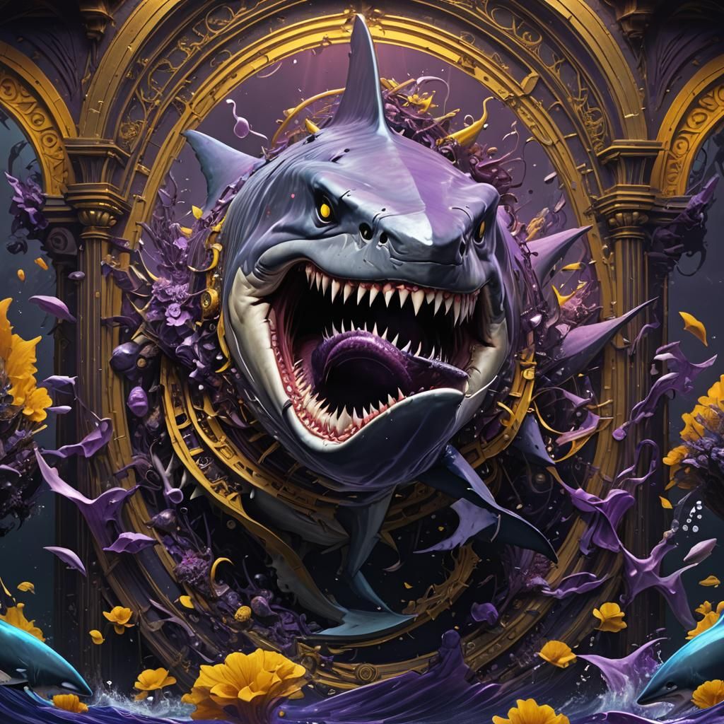 Megalodon in Dark Fantasy Style, 8K Resolution