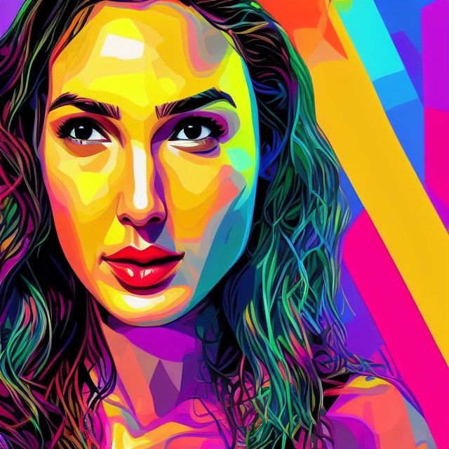 Gal Gadot Portrait in Colourful WPAP Pop Art
