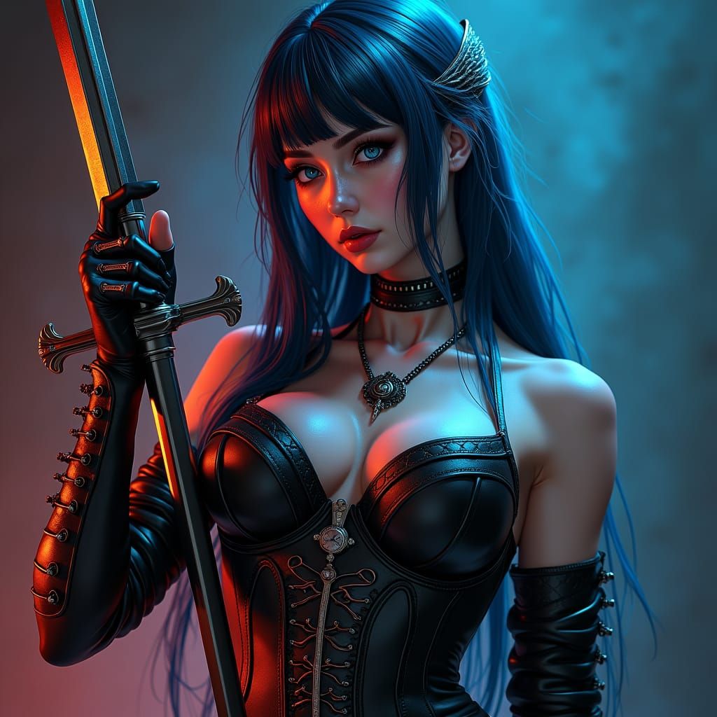 Mercenary Woman Portrait in Art Nouveau Style