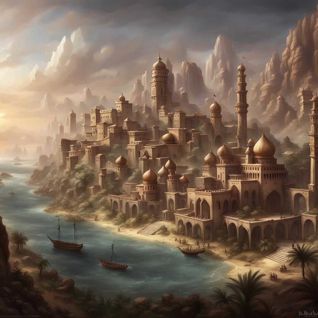 Fantasy Middle Eastern Kingdom with Ruby Crystal Accents