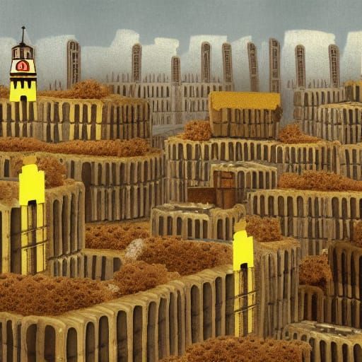 Detailed Matte Painting of a Butter City