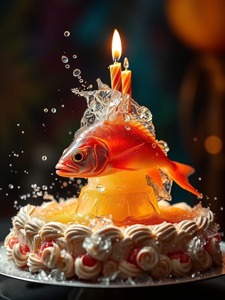 Hyperrealistic Raw Fish Cake in Champagne