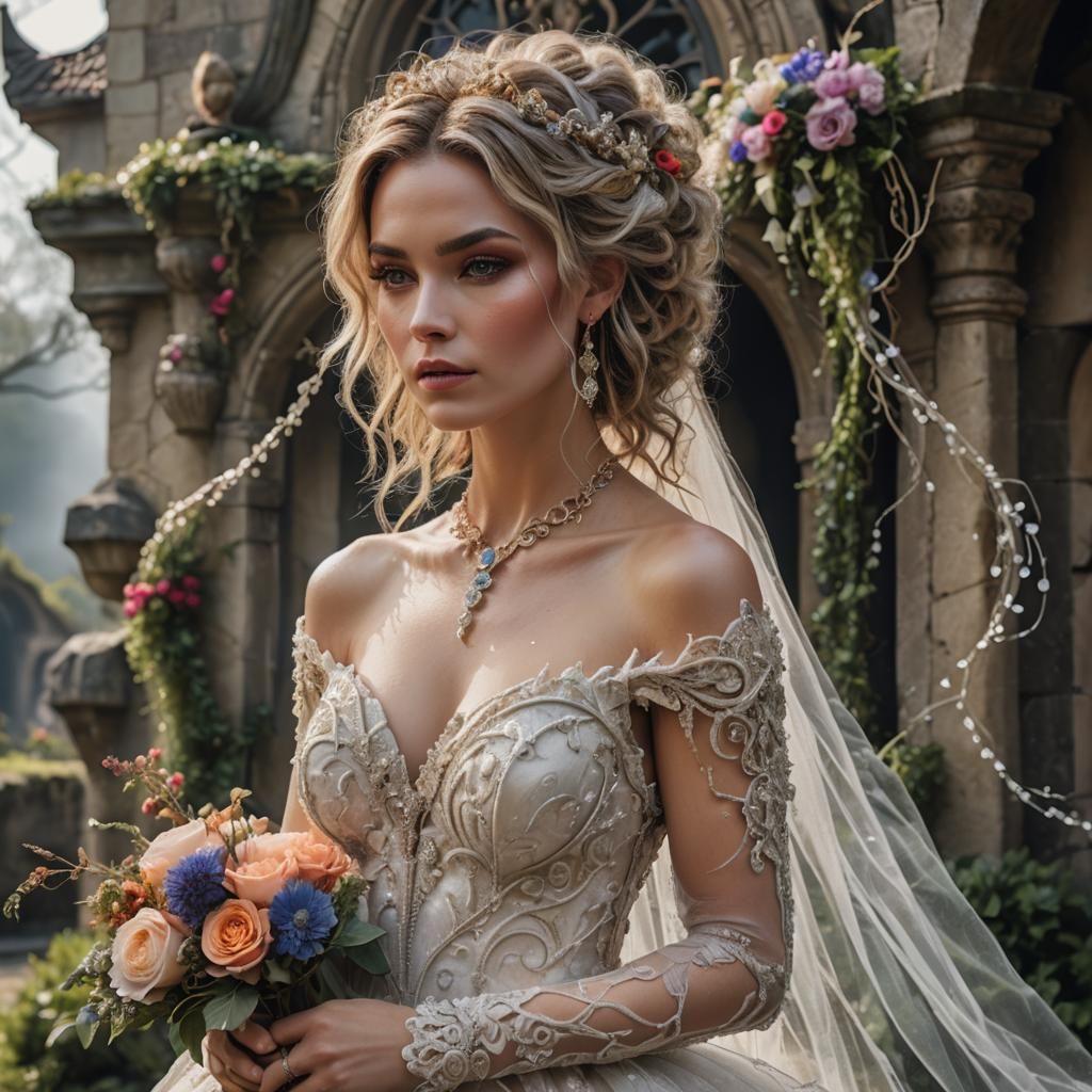 Ethereal Bride in Extravagant Gown with Fantasy Details