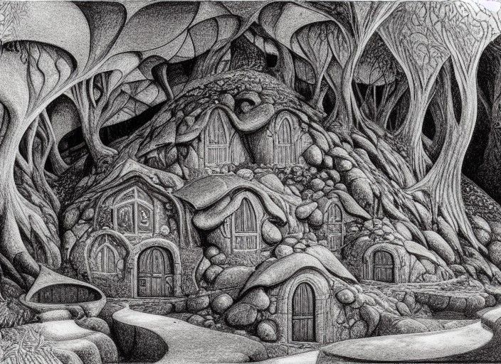 Magical Elven Headquarters in Mountain Cave