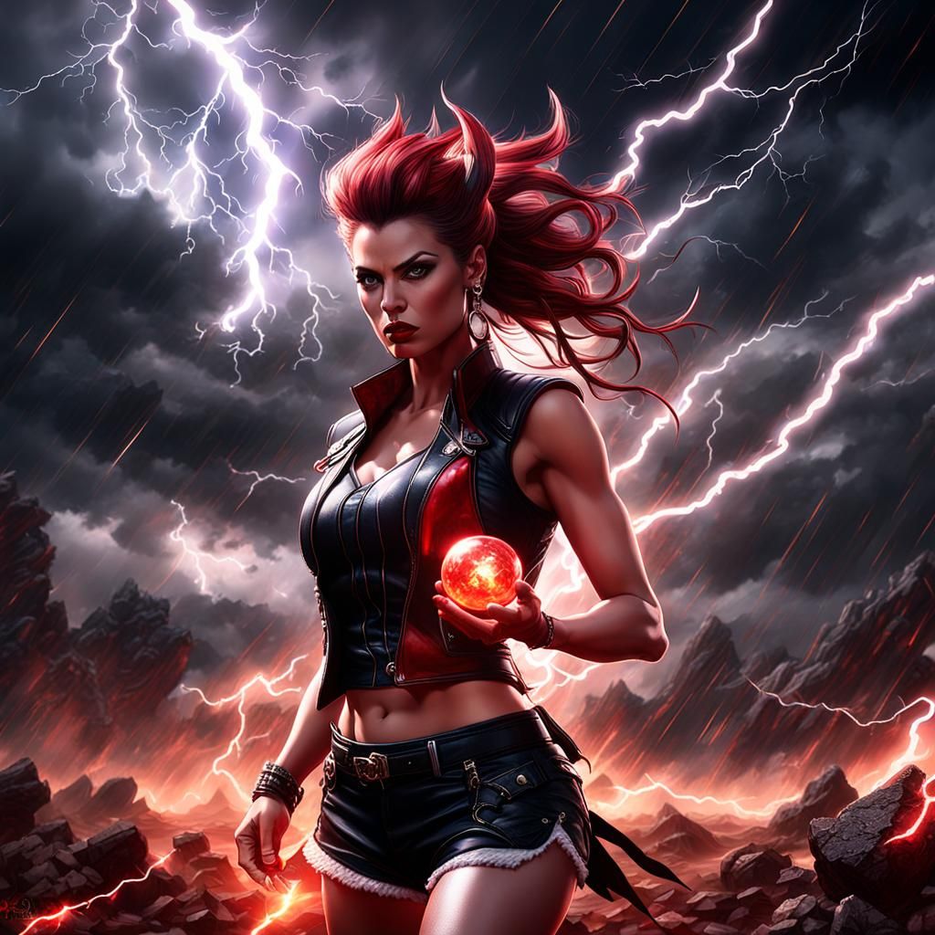 Sinister Beauty with Orb in Dark Fantasy Art