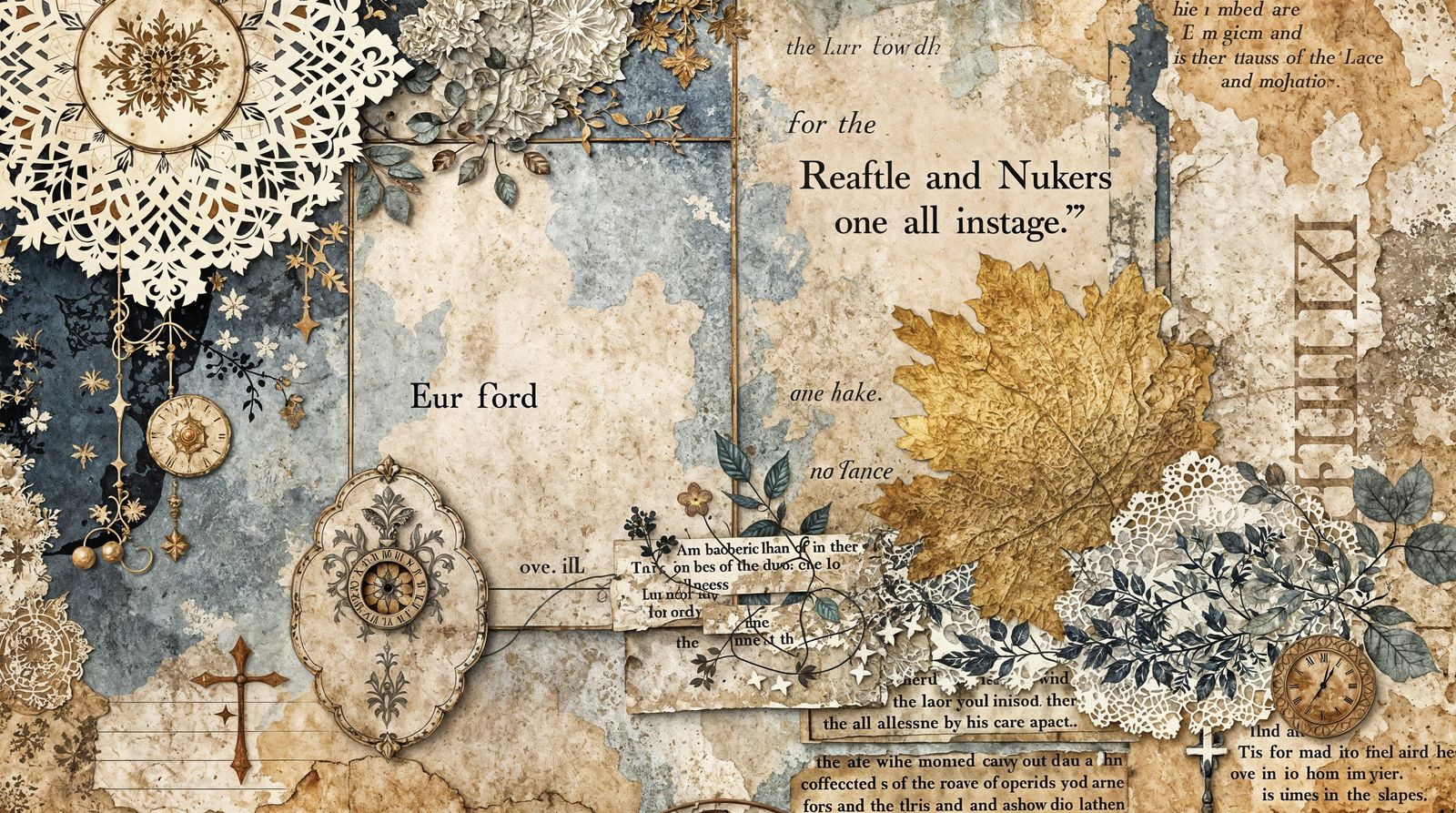 Vintage Art Journal Collage with Distressed Texture and Anti...