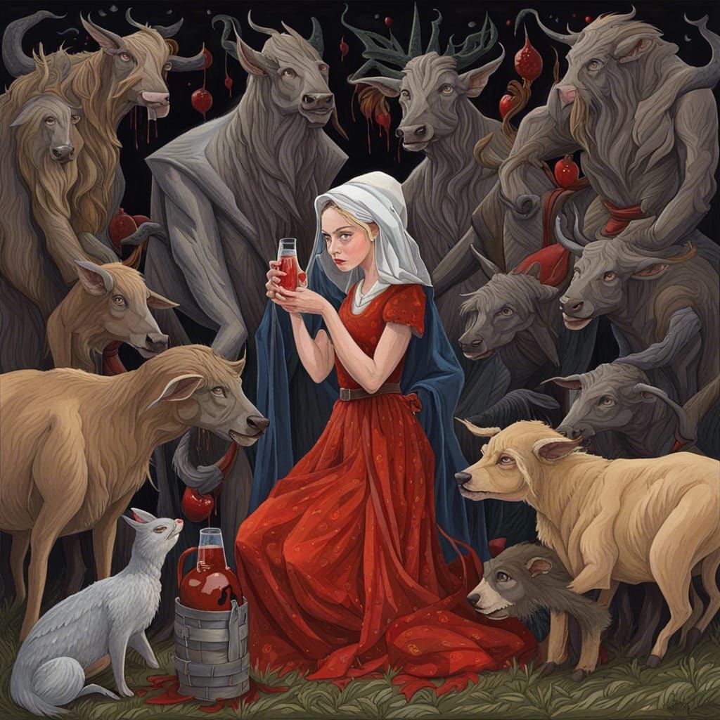 Vampire's Oath: A Gouache Painting of Redemption