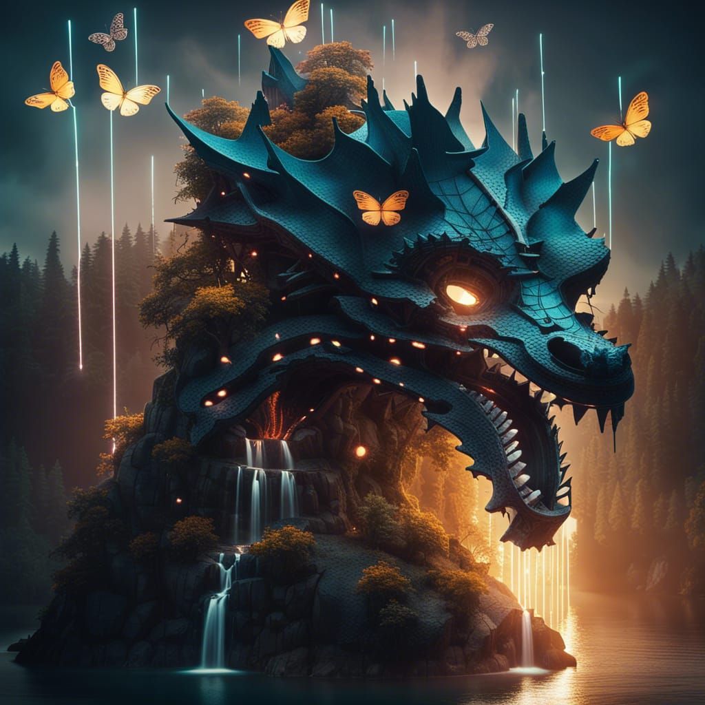Dragon Island: A Surreal Floating Landscape