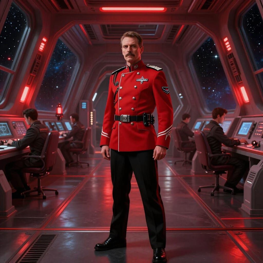 Futuristic Naval Officer on Starship Bridge