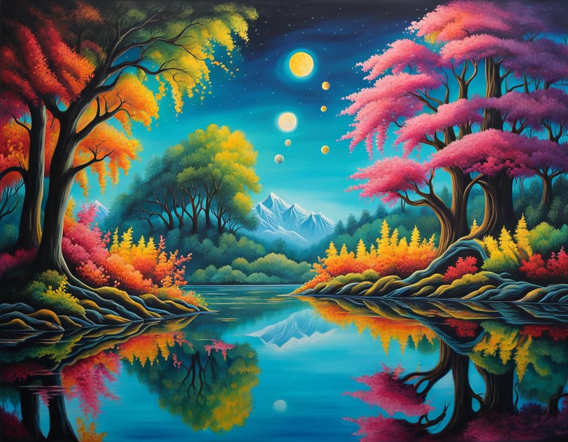 Surreal Pond: Reflections Transcend Reality in Graffiti Art