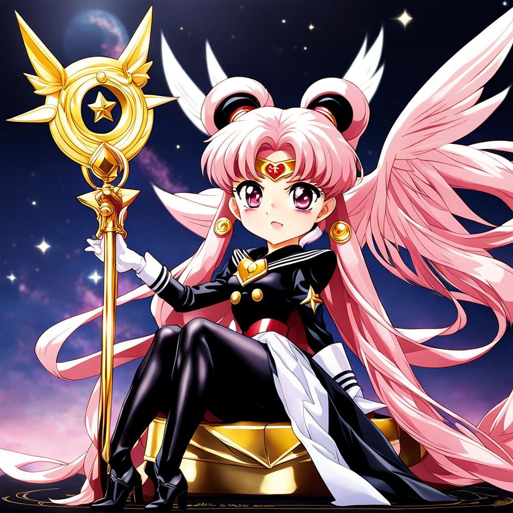 Chibi Porcelain Doll of Black Lady, Anime Style