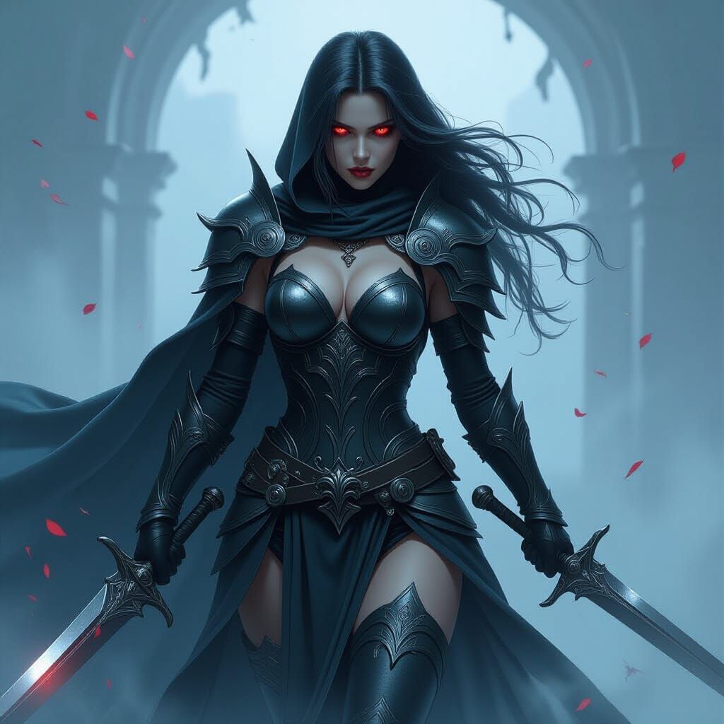 Mystical Vampire Warrior in Dramatic Fantasy Art