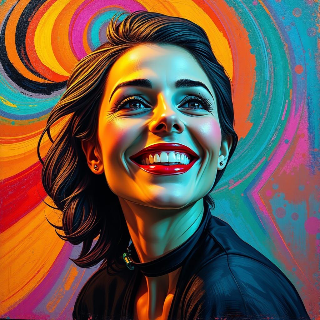 Whimsical Portrait of a Joyful Woman