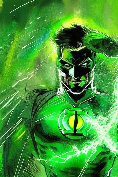 Green Lantern Portrait with Glowing Power