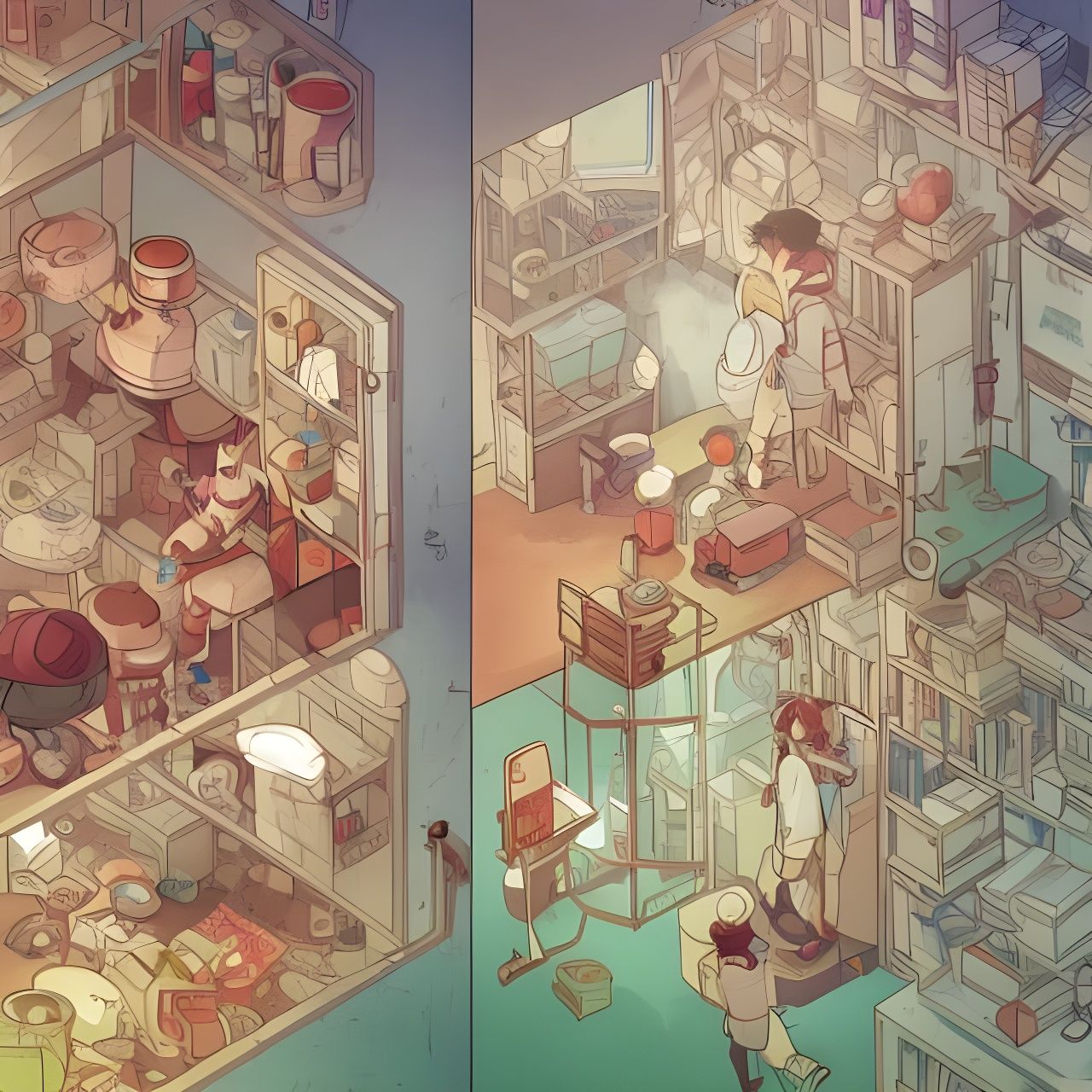 Cozy Ransacked Pharmacy in Point-and-Click Adventure Style