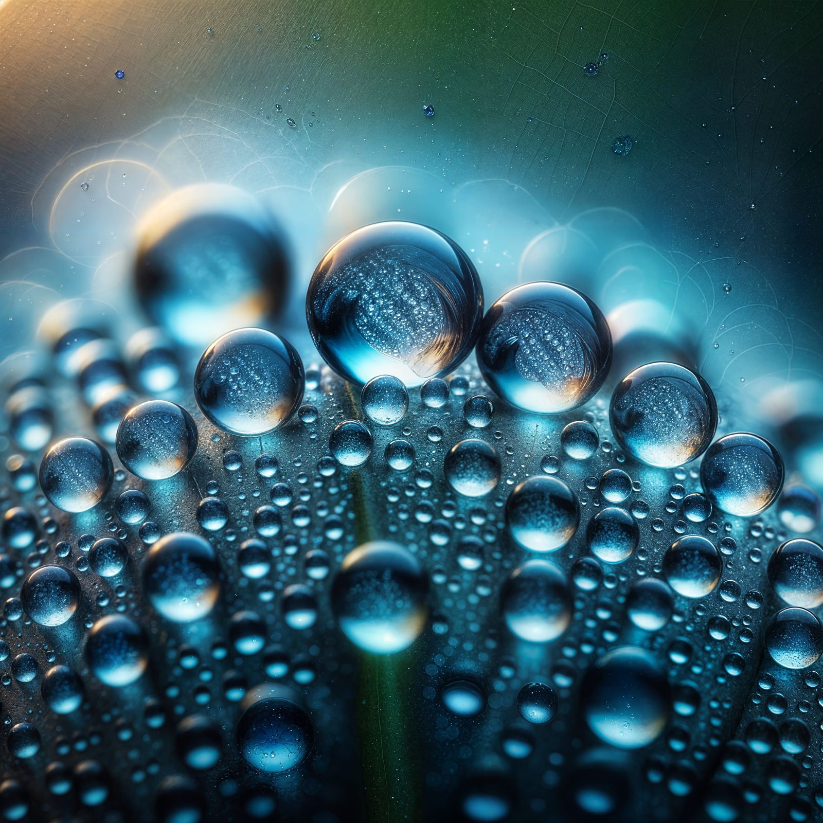 Sapphire Droplets in Perfect Macro Focus