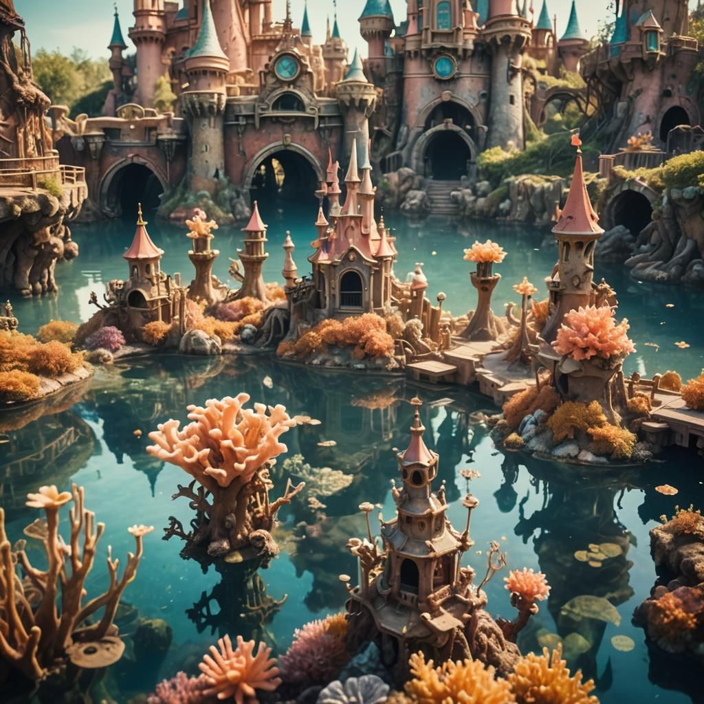 Underwater Disneyland: Nostalgic Decay in Soft Pastel Colors