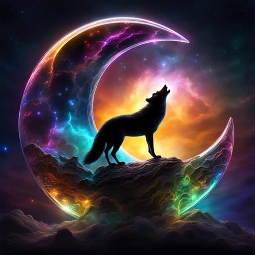 Wolf & moon