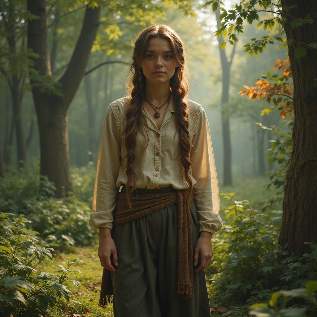 Enchanting Forest Portrait in Digital Art Style