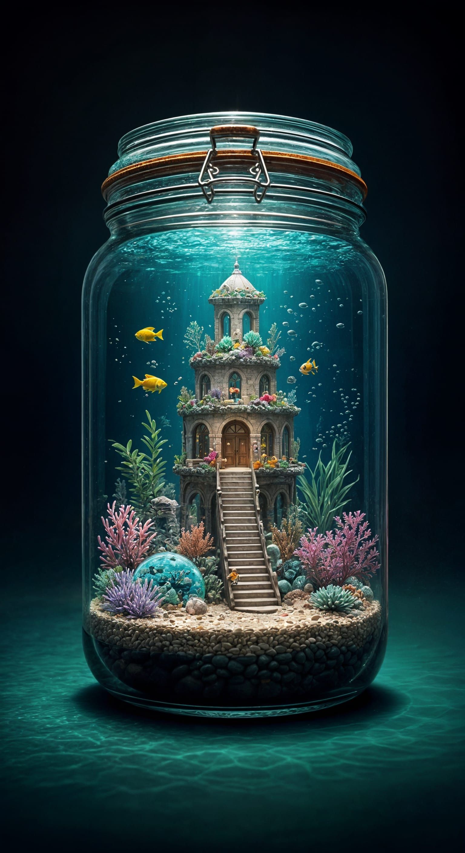 Underwater Kingdom in a Jar: Hyper-Realistic Detail