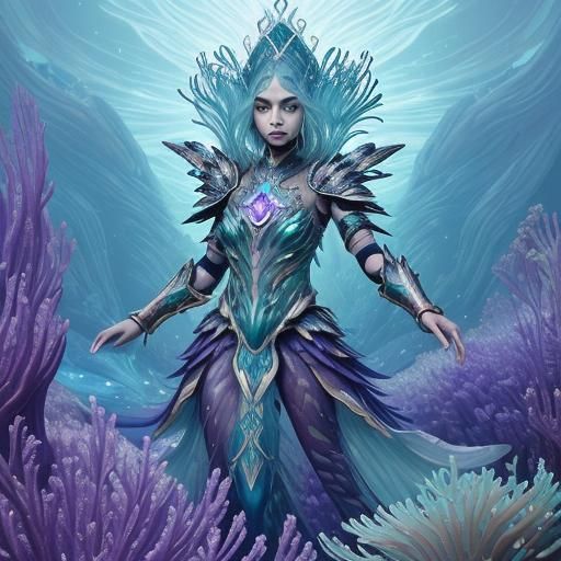 Antediluvian Aquatic Armor with Astral Amethyst Aura