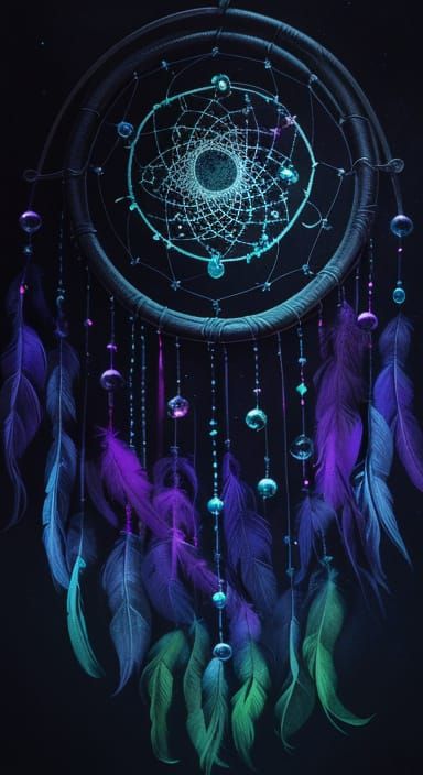 Ominous Cosmic Dreamcatcher in Splash Art Style