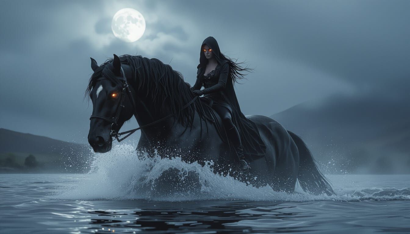Mythic Black Water Horse Emerges From Loch