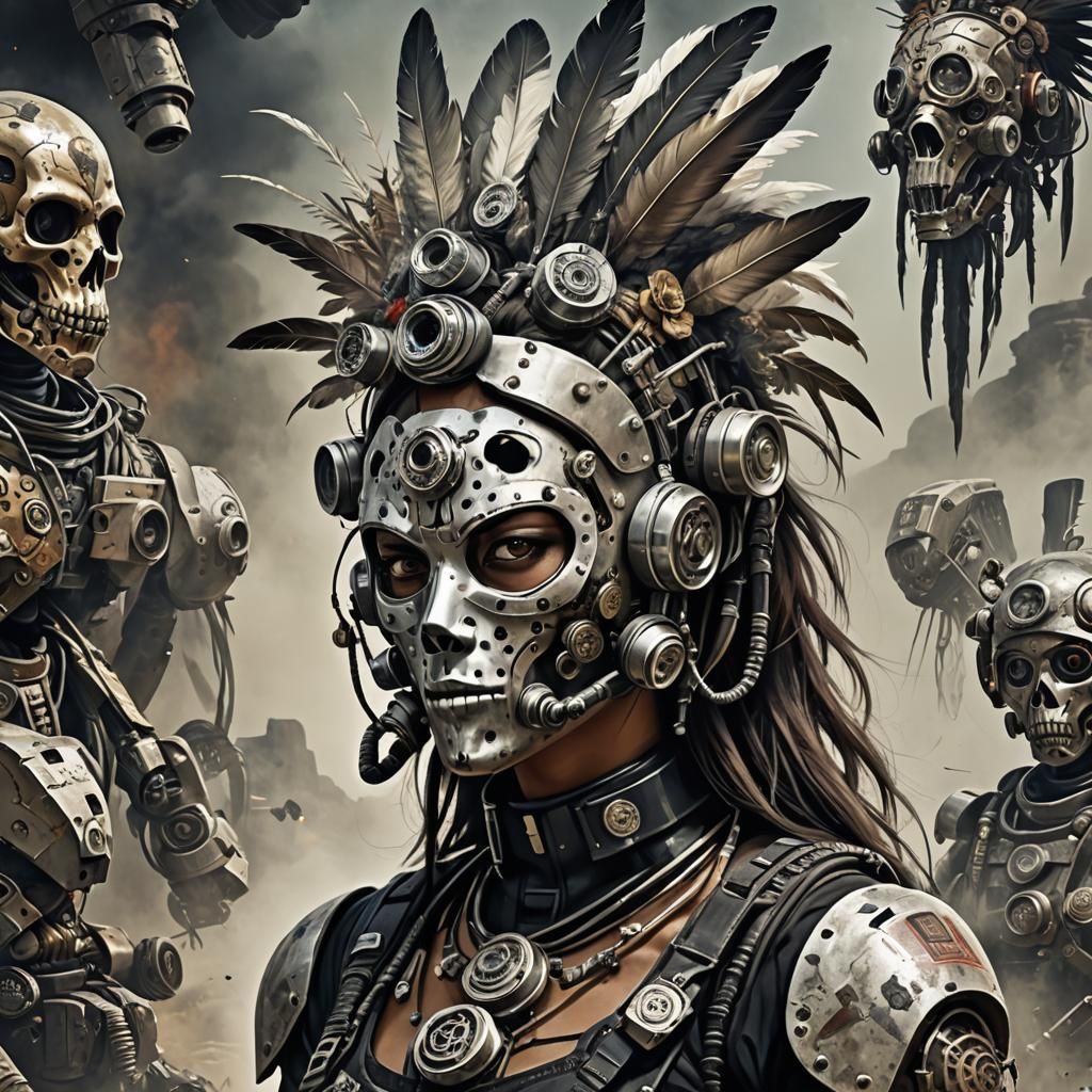 Mujer cyborg del Inframundo mexicas, Cyborgs, volcanes de Mé...