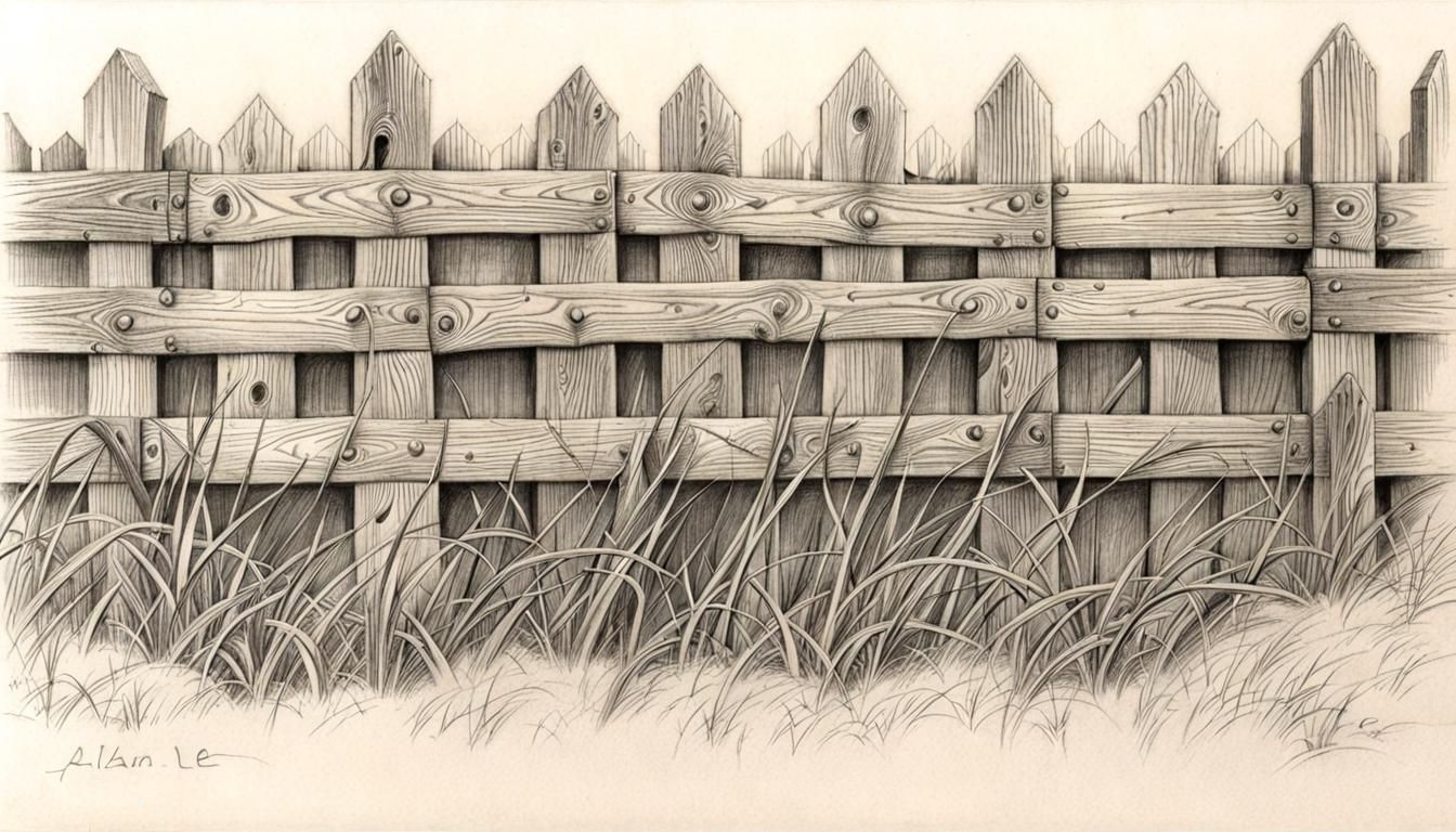 Fence, pencil sketch