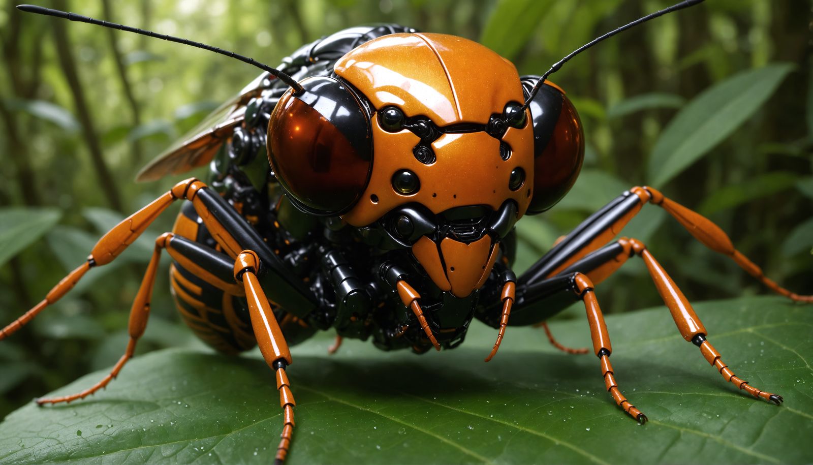 Hyperrealistic Insect Portrait in Jungle Environment