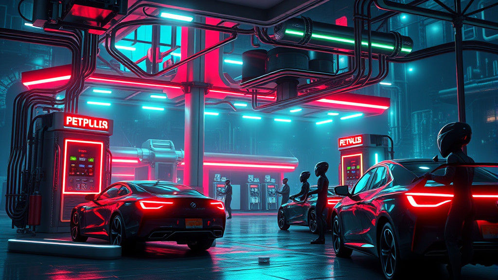 Futuristic Alien Petrol Station in Steampunk Style