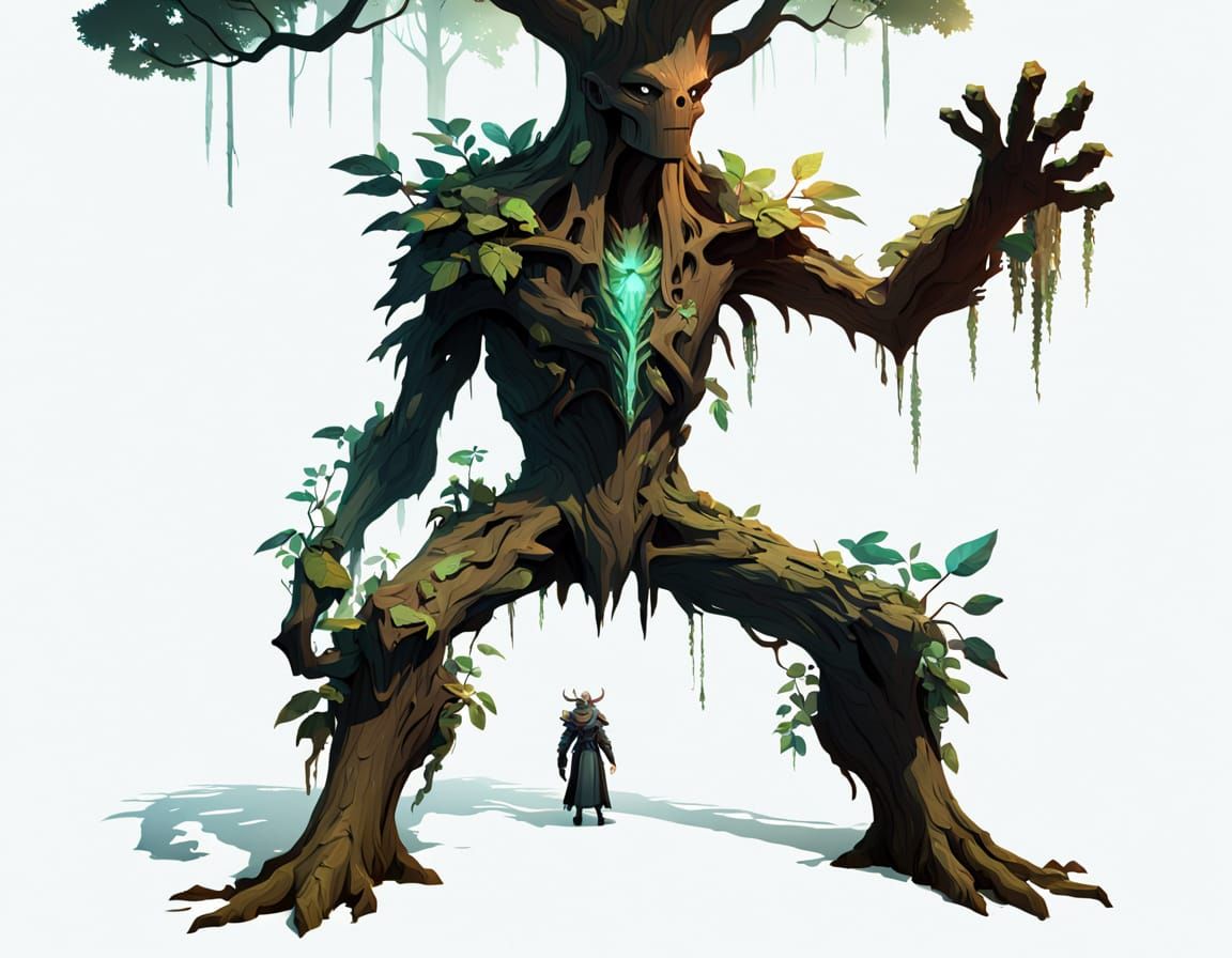 2.5D Treant Necromancer Gaming Asset in Kyoto Animation Styl...