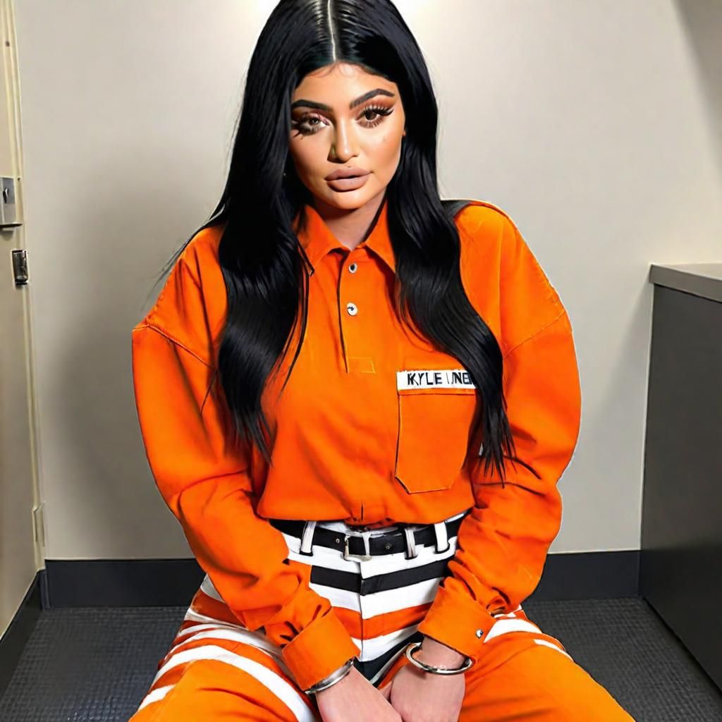 Kylie Jenner as Prisoner in Orange Handcuffed
