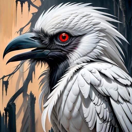 Disturbing White Raven in Impressionist Style