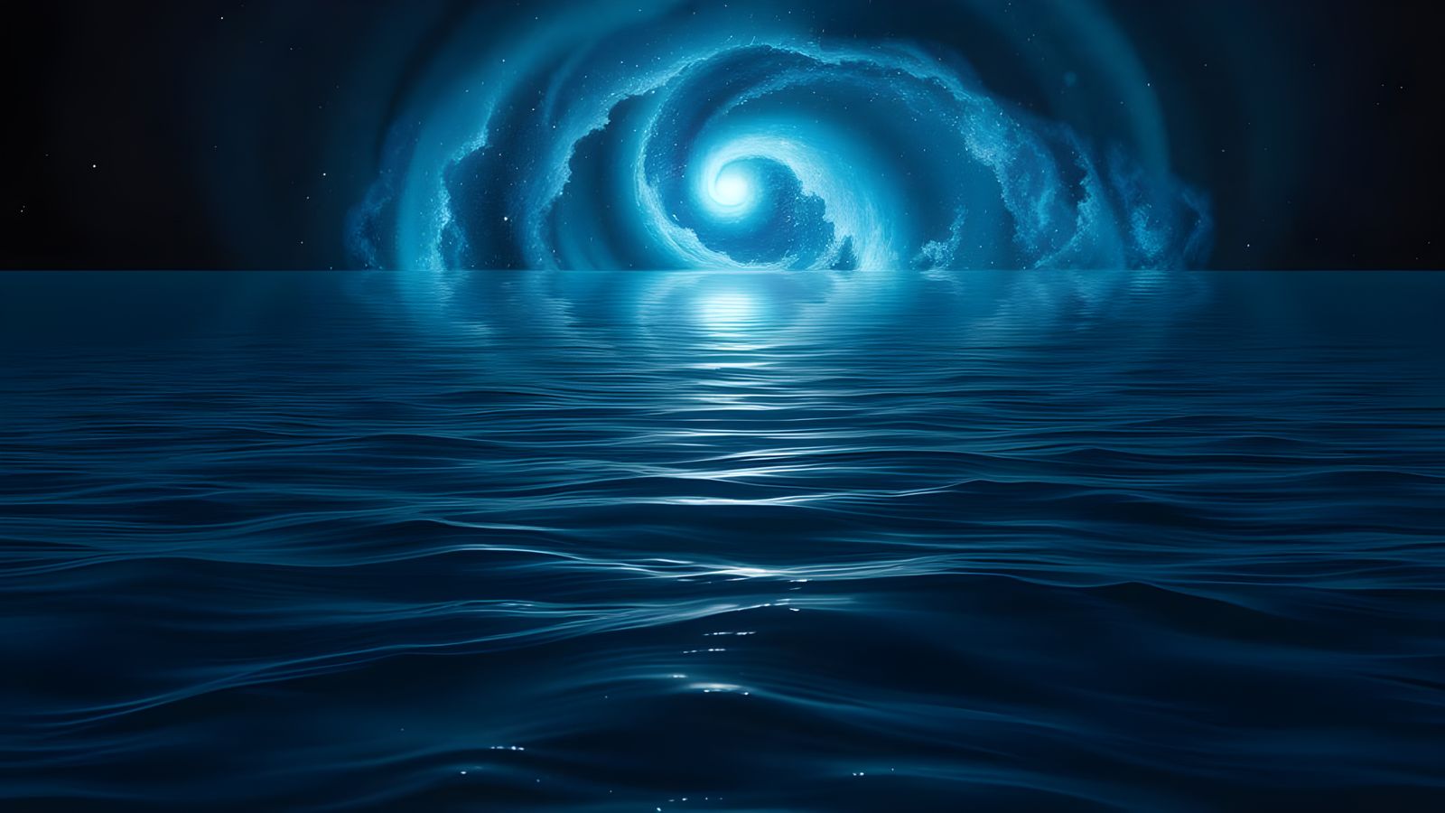 Ethereal Cosmic Seascape at Night