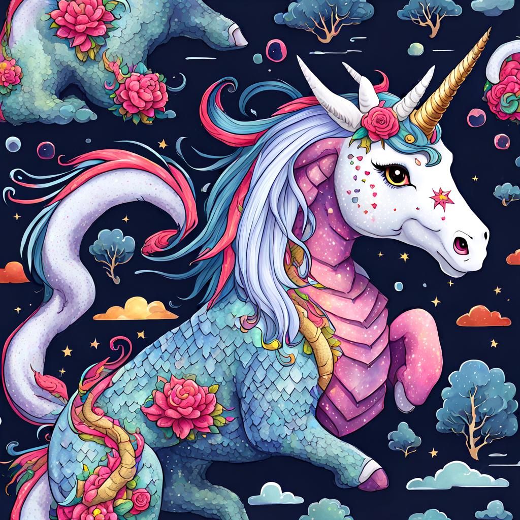Unicorn Dragon Hybrid Creature