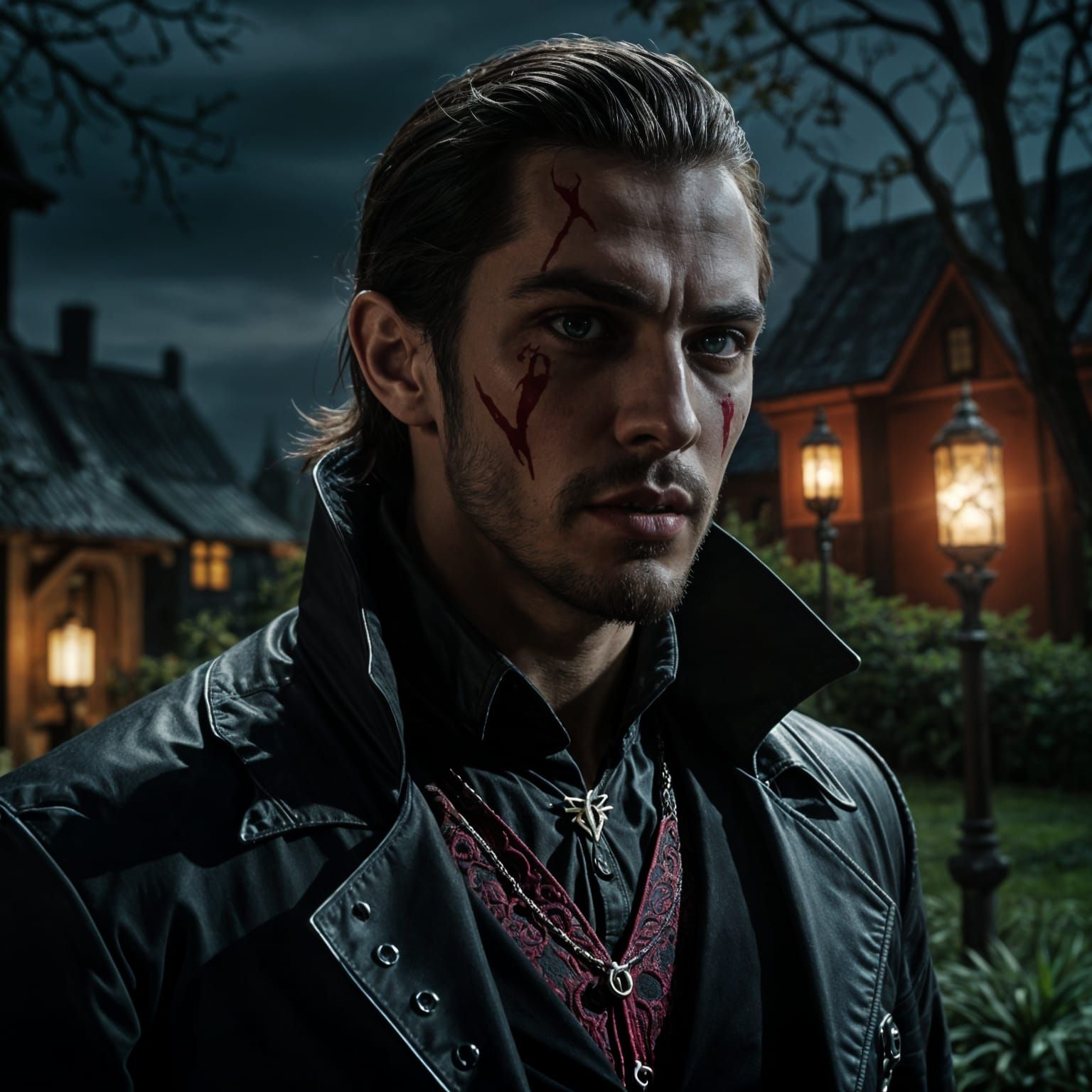 Attractive Vampire in High Fantasy Dark Horror Style