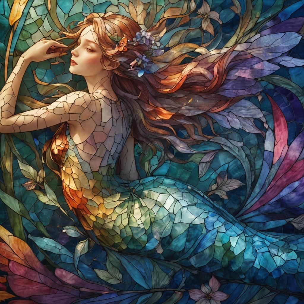 Abstract Water Stained Glass Art