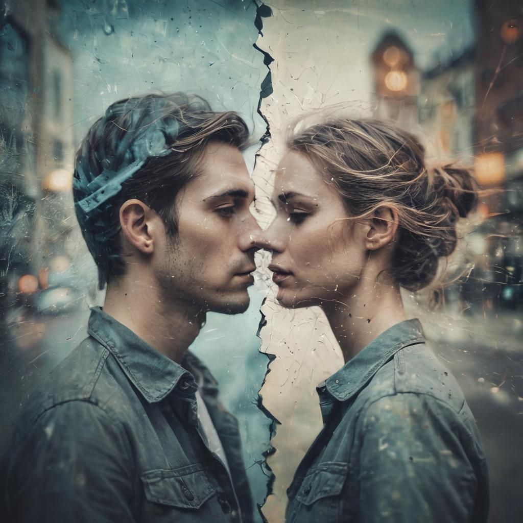 Surreal Double Exposure: Love and Hate in Space