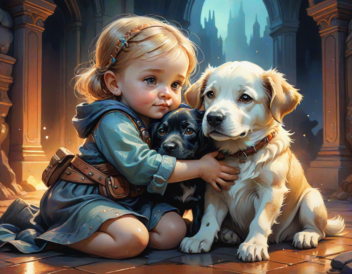 Whimsical Dark Fantasy Watercolor Hug